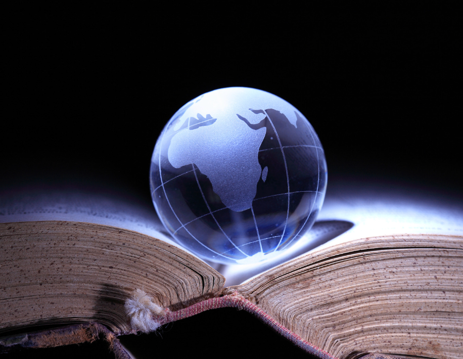 Glass globe on a book